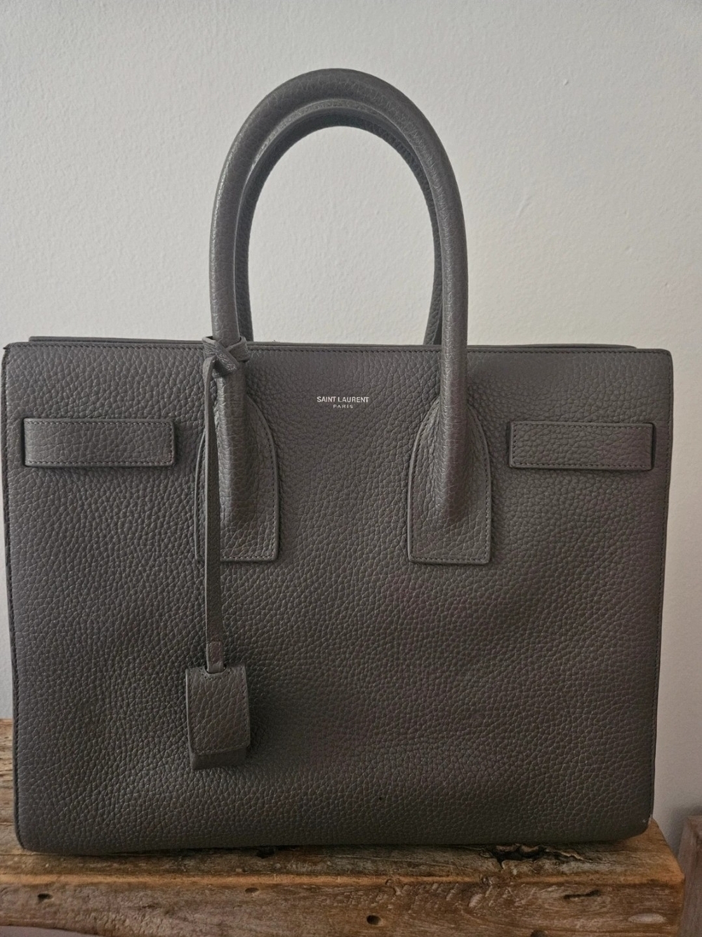 Saint Laurent Gray Leather Tote Bag